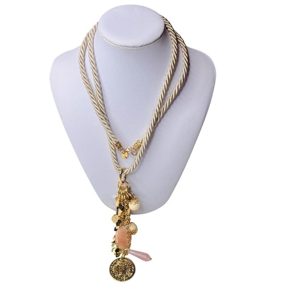 BELLEZZA Bronze Coin Charm Cluster Pendant Long Rope Necklace - Picture 1 of 7